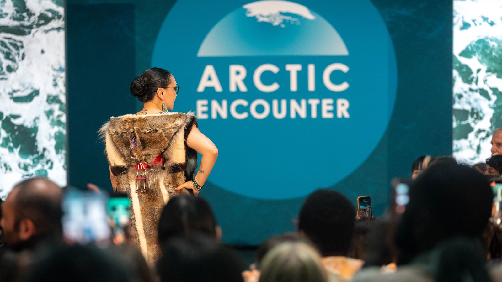 A parka made by Merna Lomack Wharton, Yup’ik, was featured at the Far North Fashion Show in Anchorage, Alaska, Wednesday, July 30, 2025. (Photo credit: Matt Waliszek)