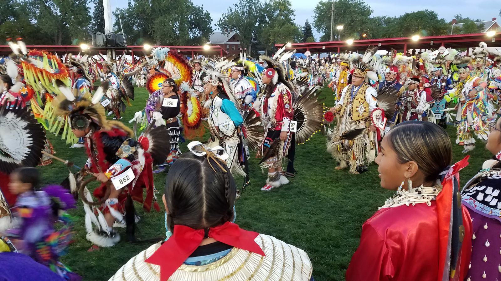 Dancers participate in the UTTC International Powwow’s grand entry, Sept. 6, 2019. (Photo by Dennis Neumann)