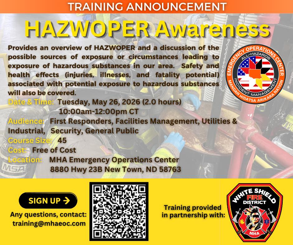 MHA Nation to host HAZWOPER awareness training in New Town