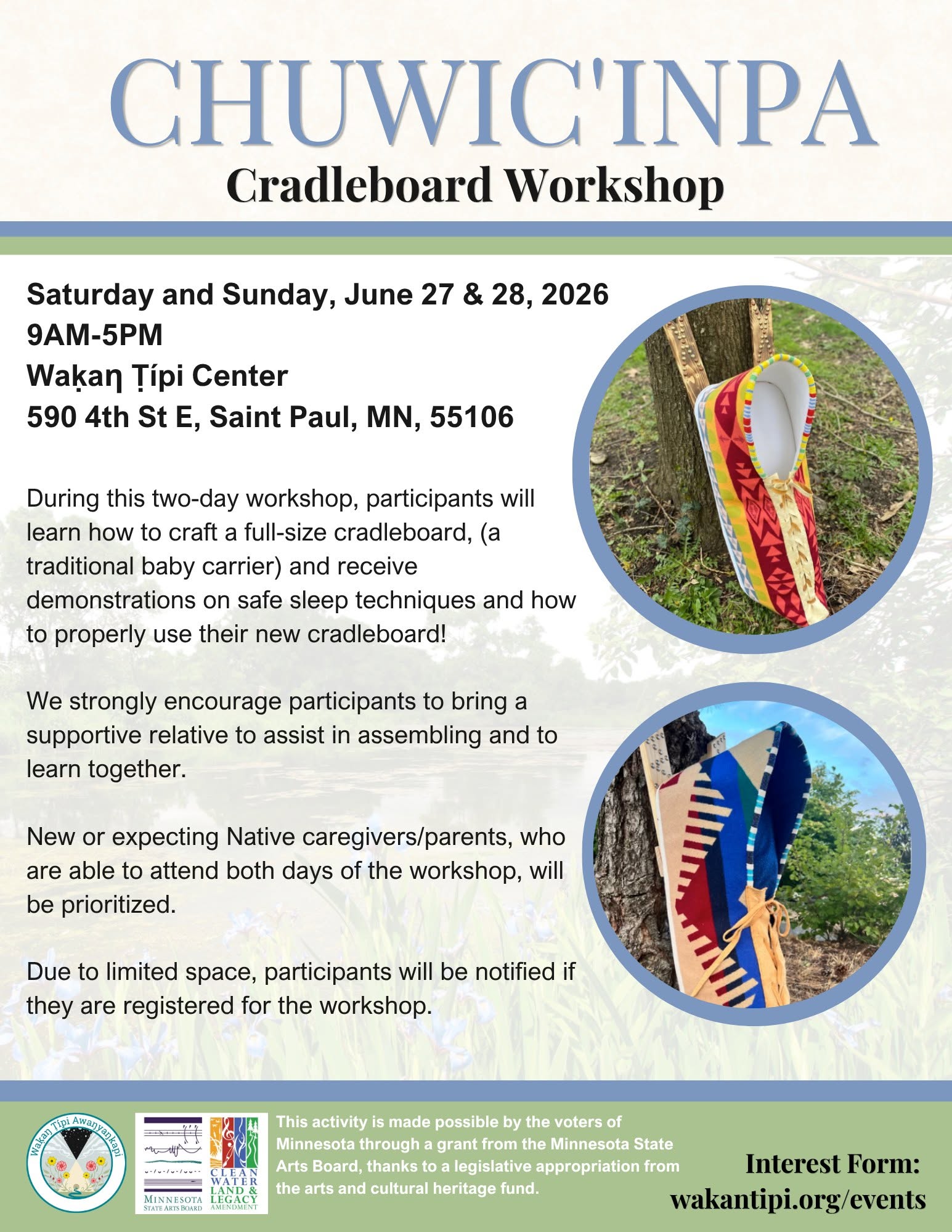 Wakan Tipi Center to host cradleboard workshop for Native caregivers