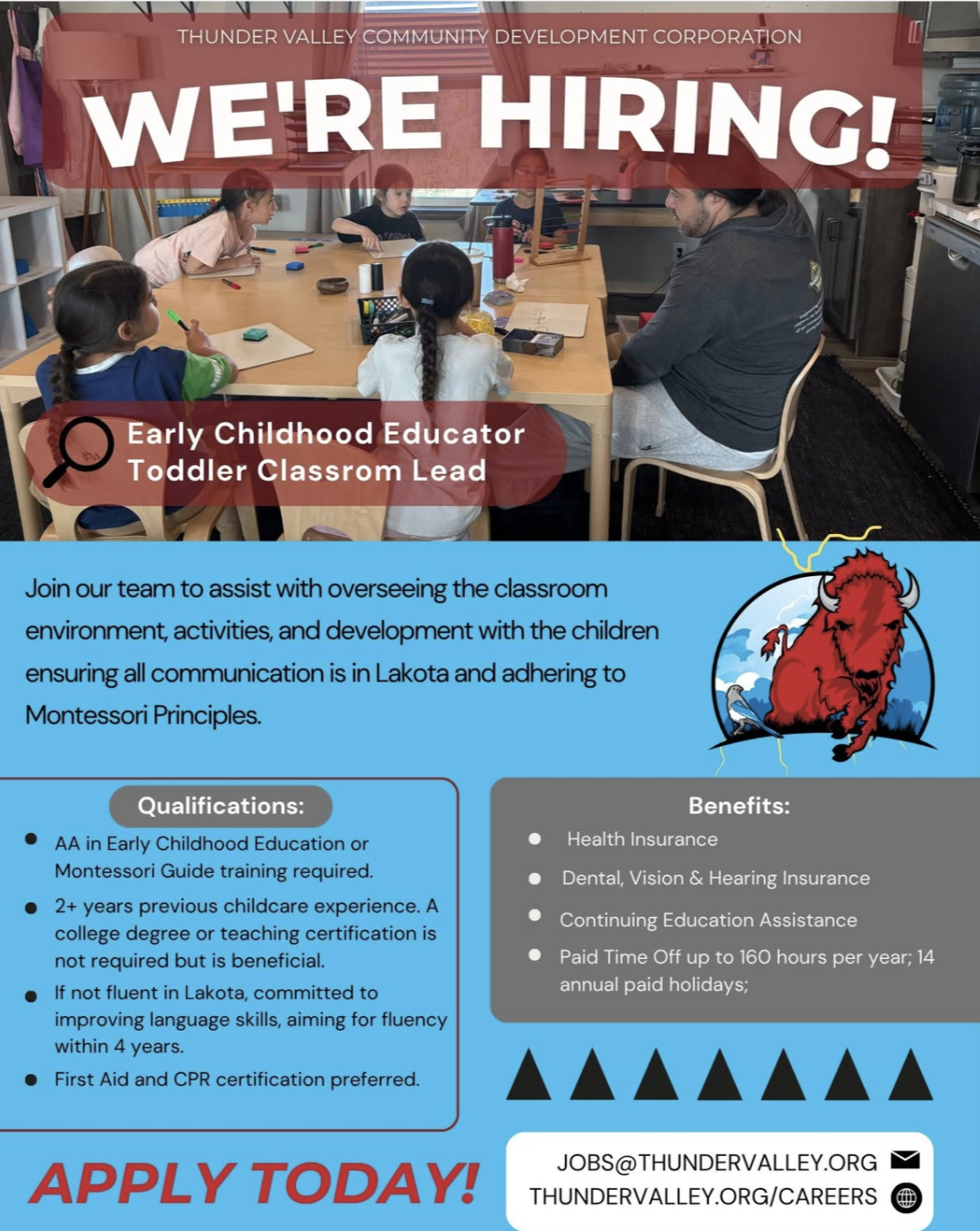 Thunder Valley seeks early childhood educator for Lakota immersion classroom
