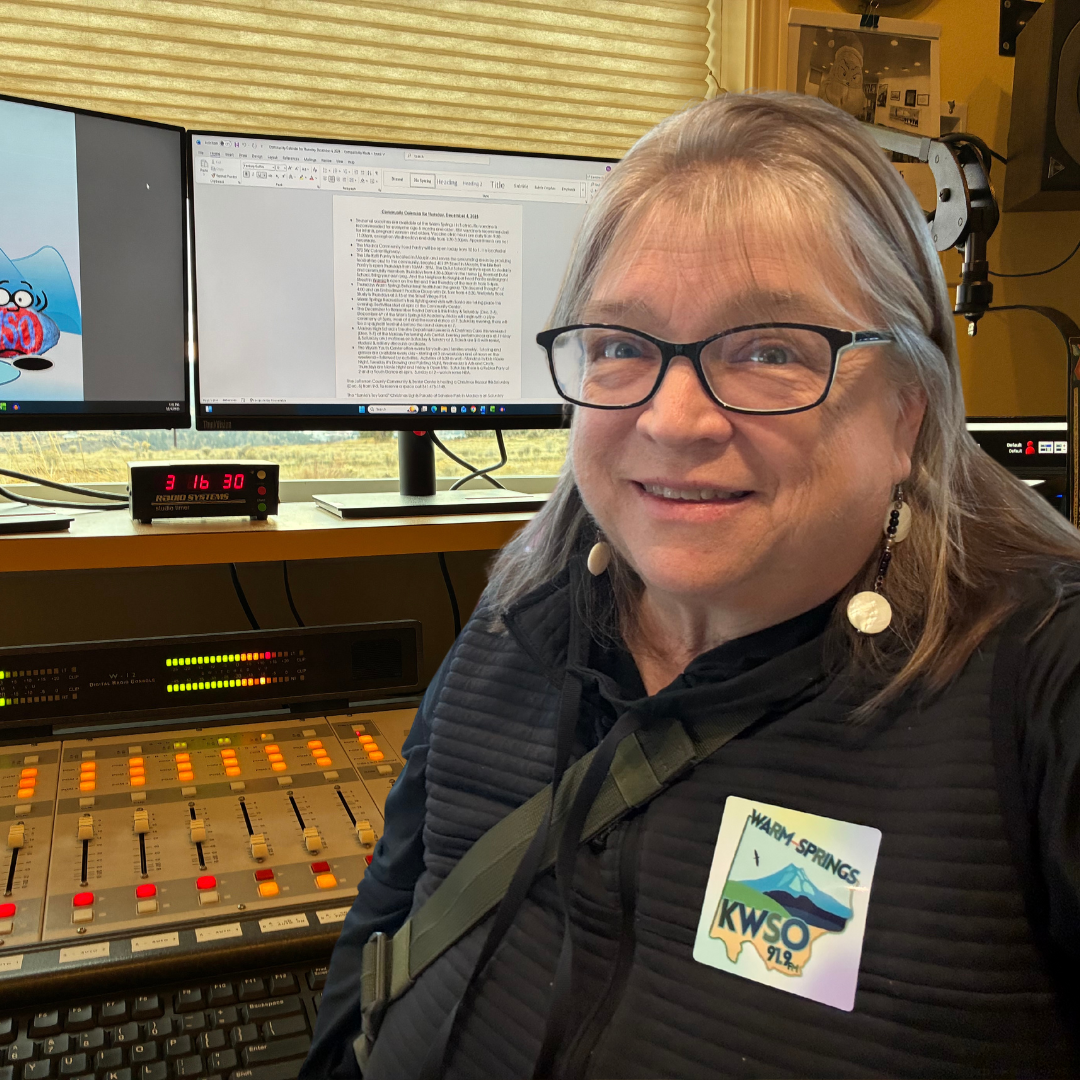 Sue Matters, station manager at KWSO, works in her studio.