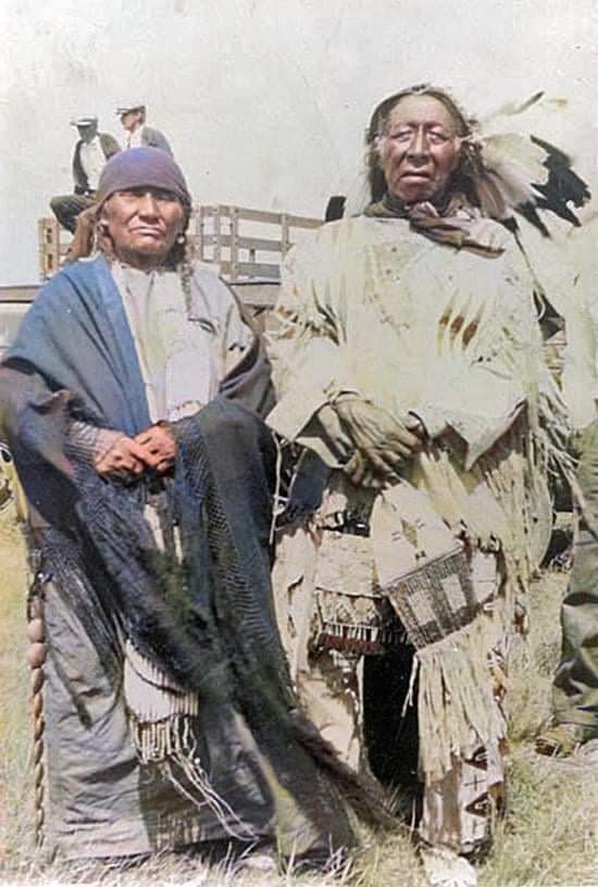 Red Bird with his wife, Her Door. Red Bird fought at the Battle of Greasy Grass on June 25, 1876. He is the son of Fights the Thunder and the younger brother of Bear With Horns, who died on the battlefield. (Photo, date unknown, courtesy of Mary Lee Johns)