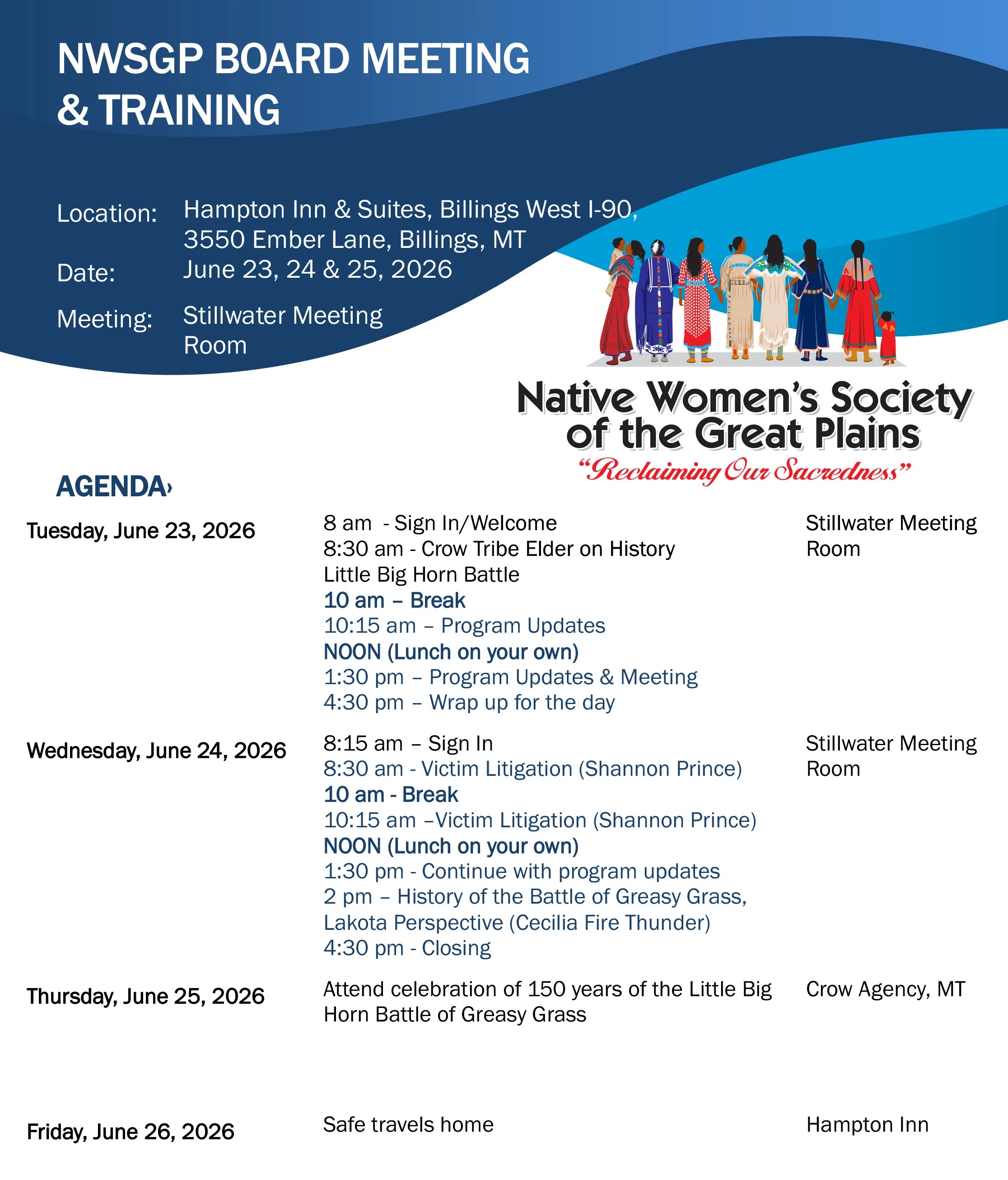 Native Women’s Society training to examine Battle of Greasy Grass legacy