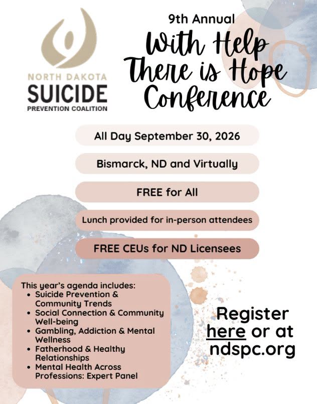 North Dakota Suicide Prevention Coalition to host annual conference Sept. 30