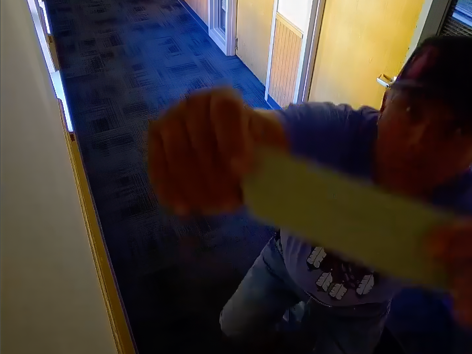 Surveillance footage shows Gene Small and others inside the closed Little Wolf Capitol Building, Lame Deer, Montana, Oct. 5, 2026.