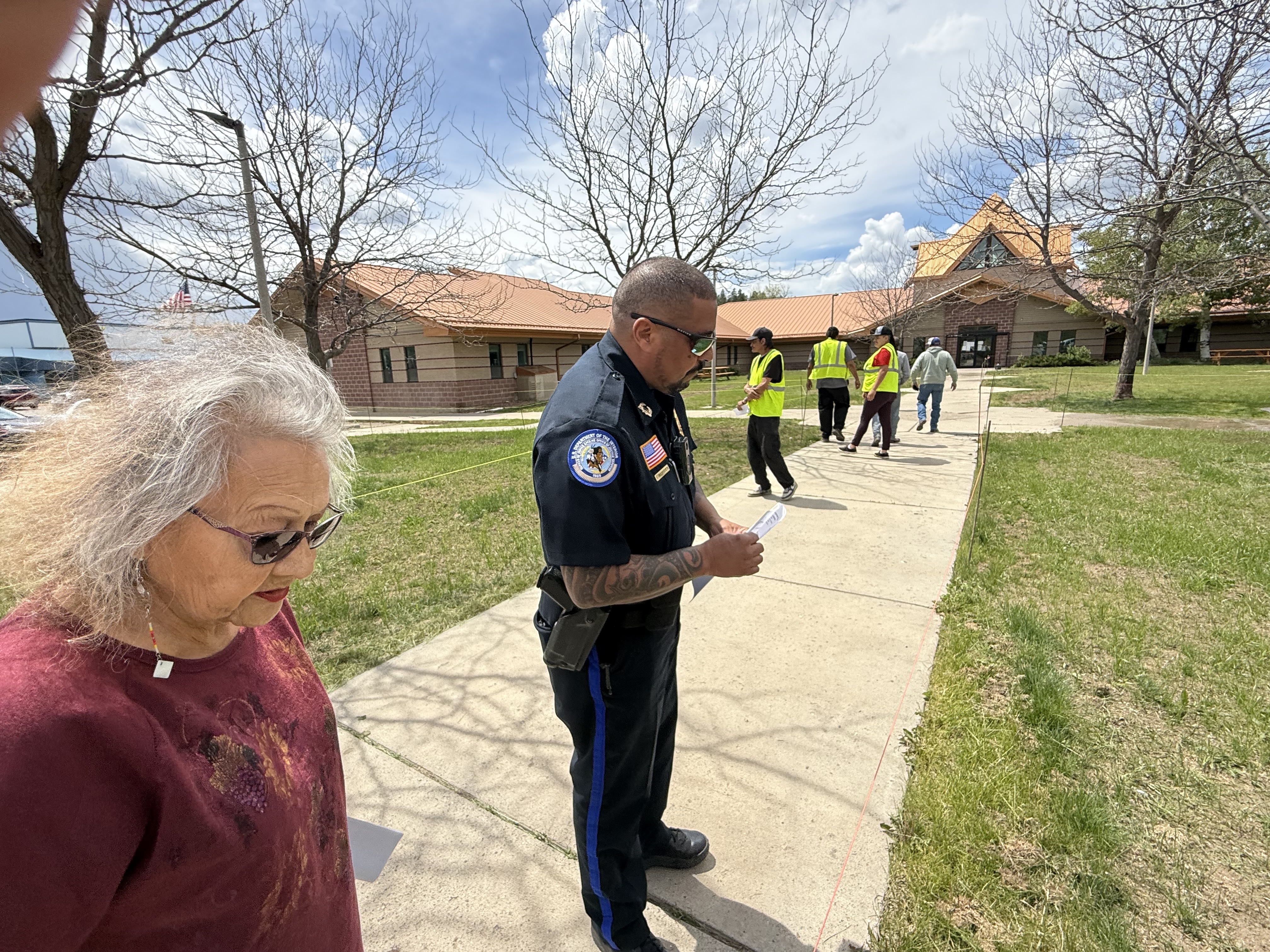 Diana McLean, a member of the news-sharing group Women of Purpose, protests outside the Little Wolf Capitol Building, demanding accountability and transparency from the Northern Cheyenne Tribal Council amid allegations of corruption, Wednesday, May 20, 2026.
