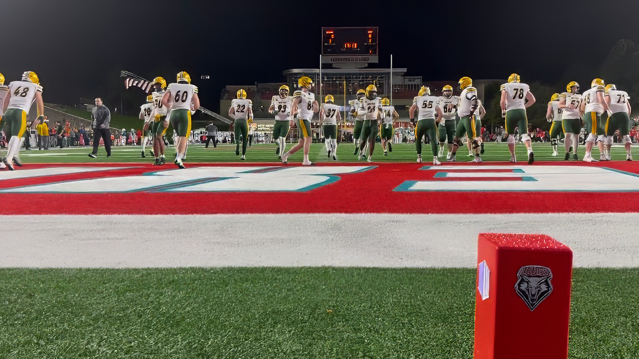 North Dakota State warms up on the field during pregame before kickoff against New Mexico.