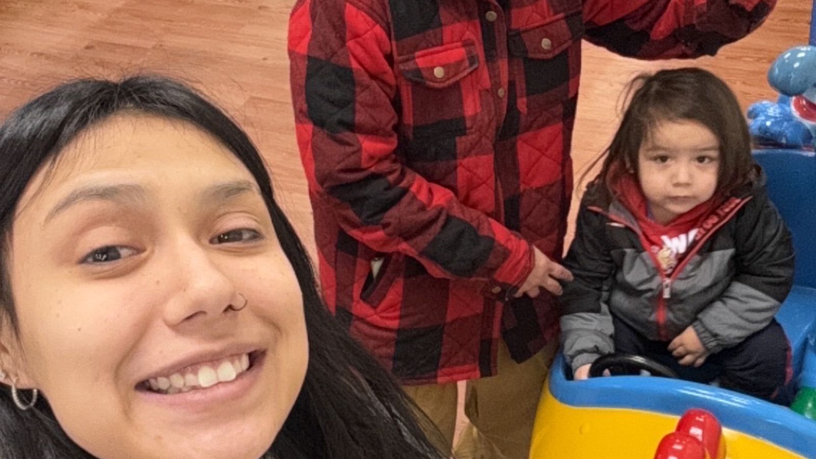 Alayzia Parisien, her brother Baby KJ, and Kristin Bruce, January 2025.