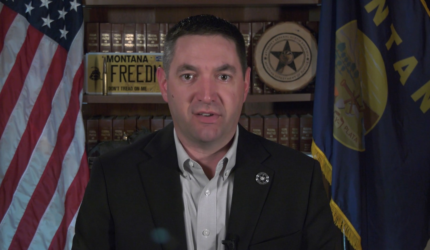 Montana Attorney General Austin Knudsen during a 2023 informational video. Credit: Courtesy Facebook