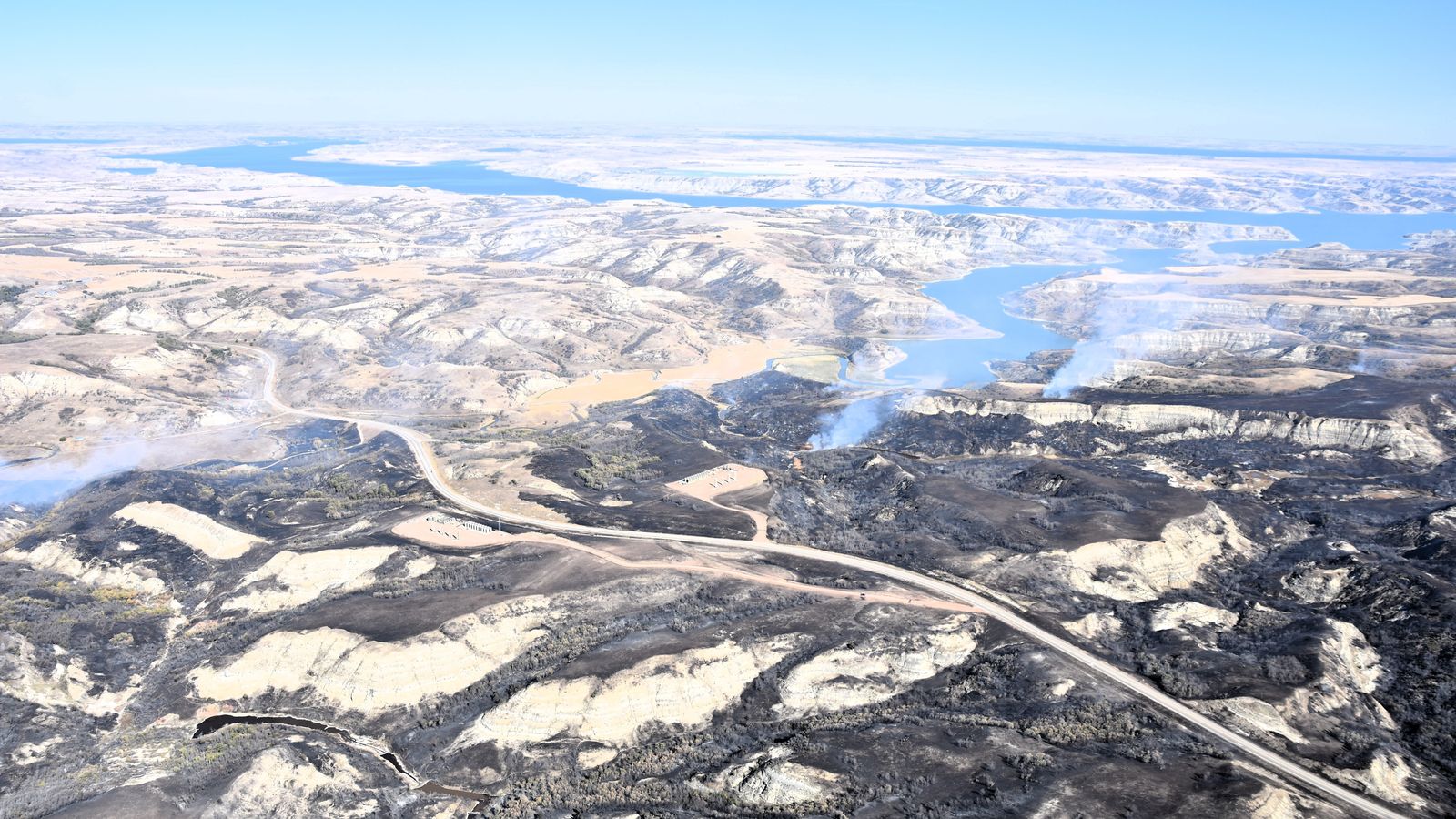 Bear Den Fire on Sunday afternoon. (Photo provided by North Dakota Department of Emergency Services)