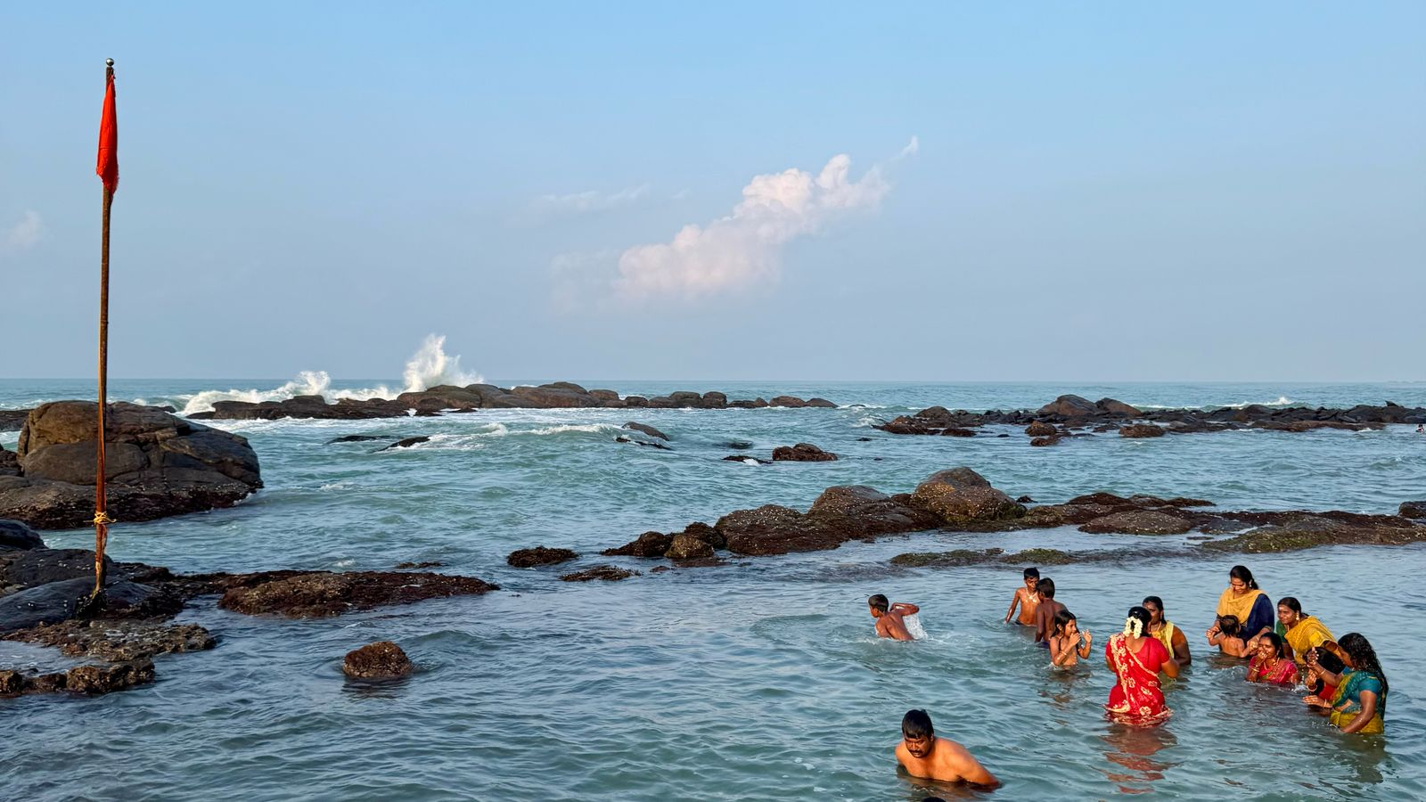 At the southernmost tip of India, in the Kanniyakumari district where the Bay of Bengal, the Indian Ocean, and the Arabian Sea meet, Hindus believe that bathing in these sacred waters at sunrise can cleanse the soul of bad karma.
April 2, 2025. (Photo credit: Babita Patel)