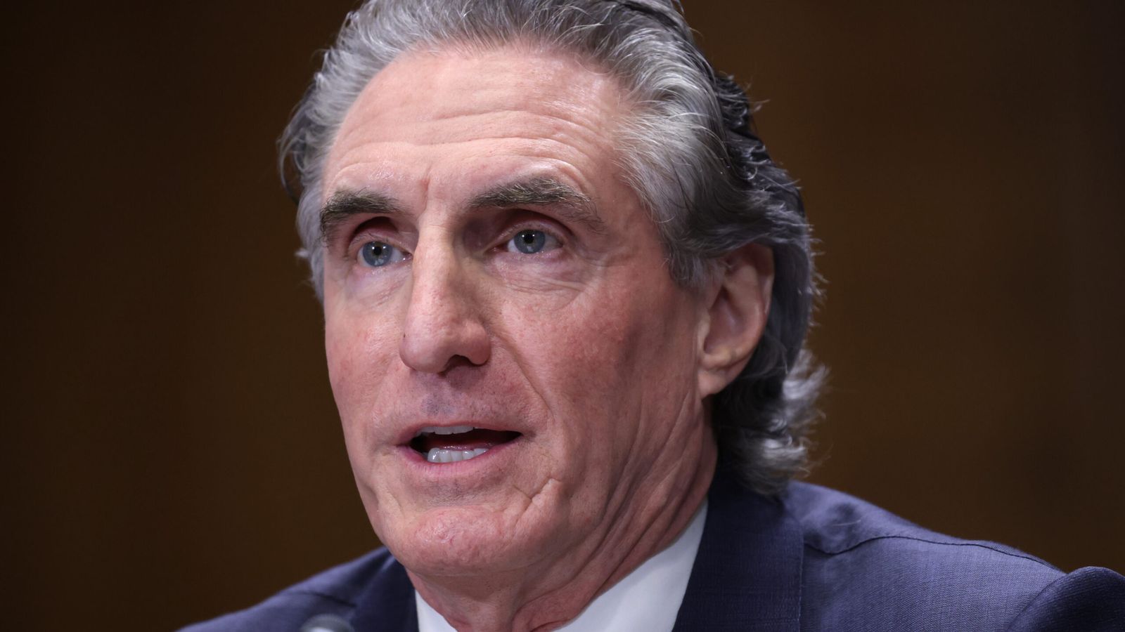 Former North Dakota Gov. Doug Burgum testifies Jan. 16, 2025, before the Senate Committee on Energy and Natural Resources during a hearing on his nomination to be secretary of the Interior. (Photo by Alex Wong/Getty Images)