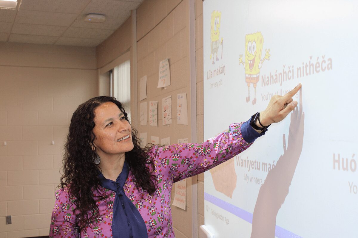 Sunshine Archambault will be instructing beginner Lakota/Dakota at the language institute this summer. Photo credit/ Adrianna Adame