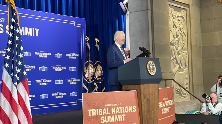 President Joe Biden addresses over 300 leaders during the 10th White House Tribal Nations Summit in Washington D.C. on Nov. 30, 2022. (Pauly Denetclaw, ICT)