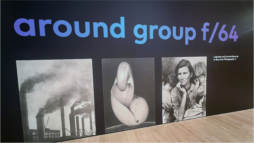 Entry sign on March 7, 2025 for the “around group f/64: Legacies and Counterhistories in Bay Area Photography” art exhibit is on display until July 2025 at the San Francisco Museum of Modern Art (Photo Credit: Jodi Rave Spotted Bear).