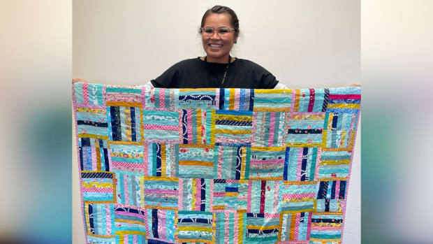 December's quilt entitled:"Full of Color Stripes." Photo courtesy of Native Health)