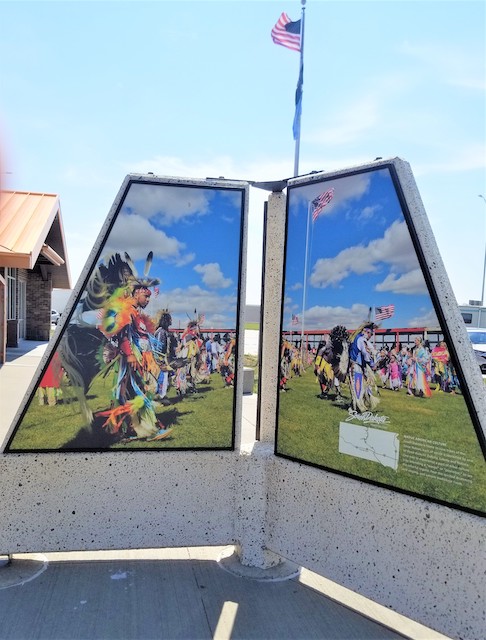 I-90 rest-stop in Lyman County features Native American social dance photos. Photo by Talli Nauman