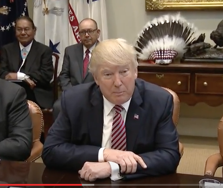President Donald J. Trump meets with tribal leaders for Energy Week. He calls the Medicaid cuts will be great for everybody. (White House photo via YouTube.